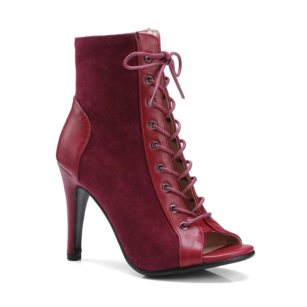 Womens Dance Heels. Fashion Summer Peep Toe Ankle Boots, Lace Up Party Stiletto shoes