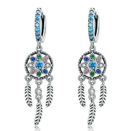 925 Silver Dreamcatcher Earrings for Women SCE713