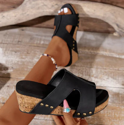 Stylish Open-Toe Wedge Heels for Women (Single Piece)