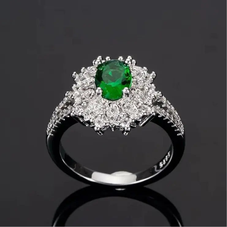 Green Zircon Decorative Ring Jewelry
