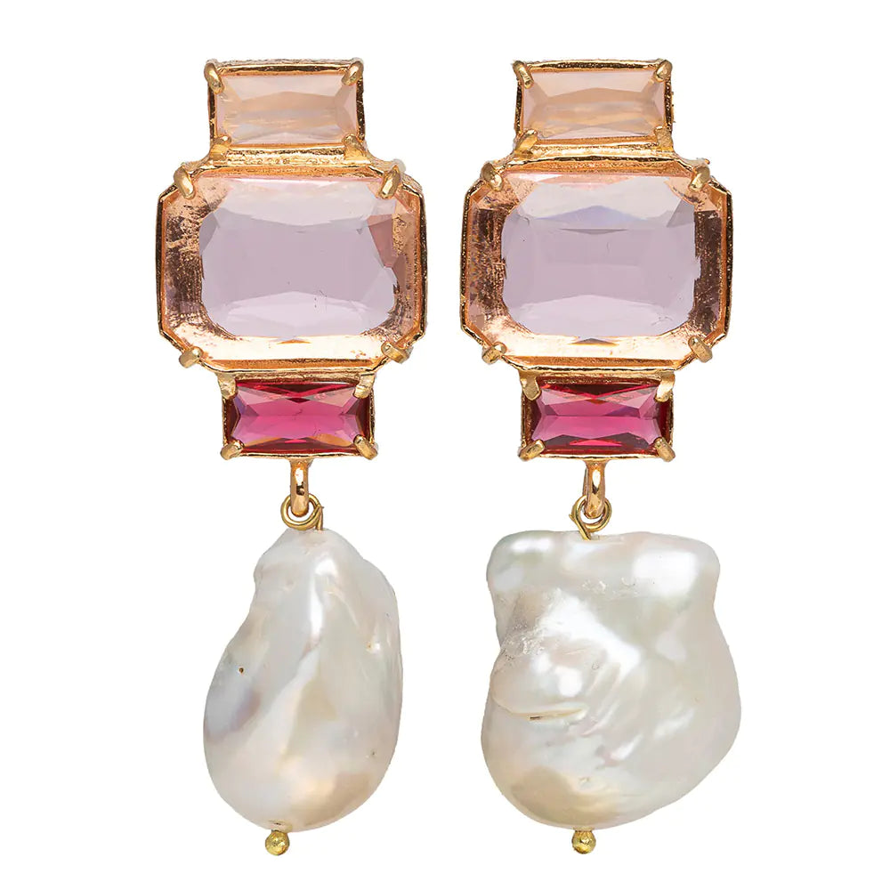 Fashionable Geometric Pearl Tassel Earrings for Women