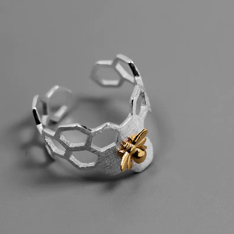 Beehive Ring, Women's Jewelry, Honeycomb Design