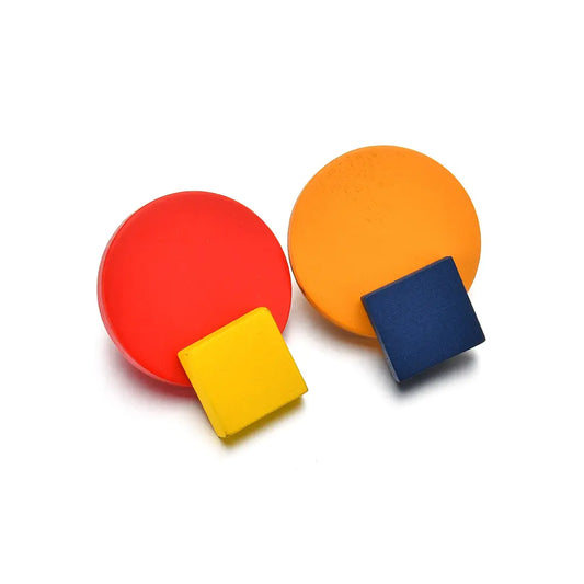 Square Color-Contrast Earrings for Women