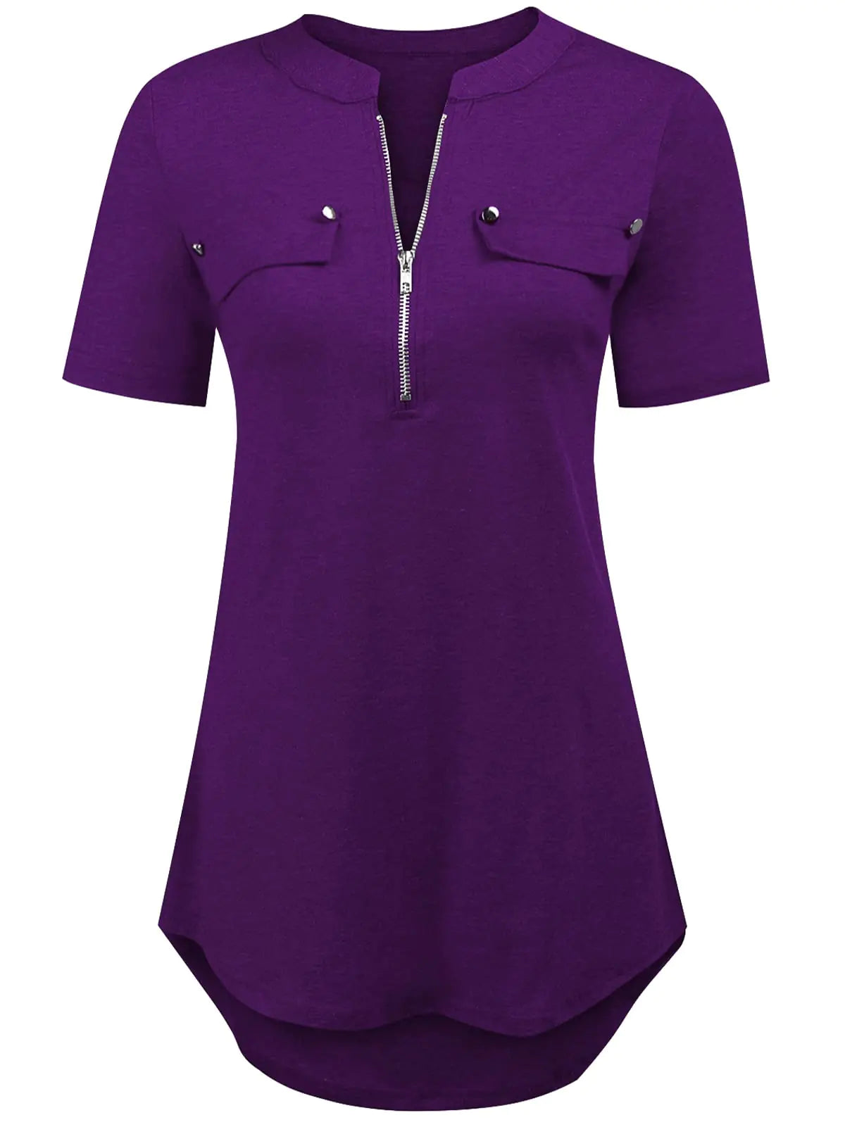 Women Tops and Blouses. V Neck Dressy Casual Work Summer Outfits Purple M