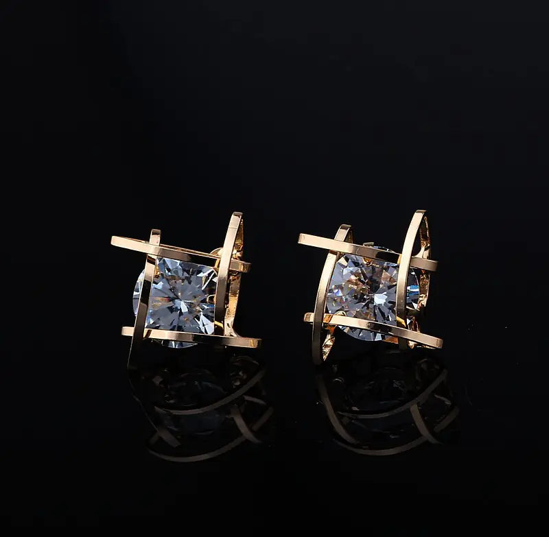 Geometric Zircon Stud Earrings for Women