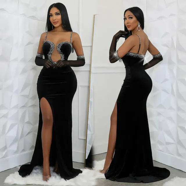Autumn Sexy Diamond Evening Dress for Women