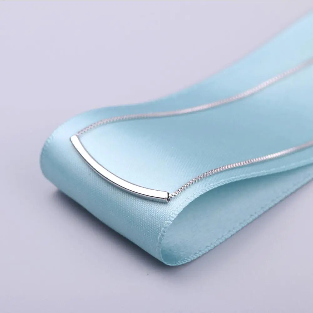 Curved Tube Silver Necklace Jewelry