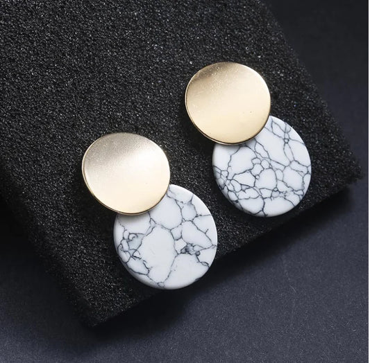 Vintage Marble Stud Earrings for Women