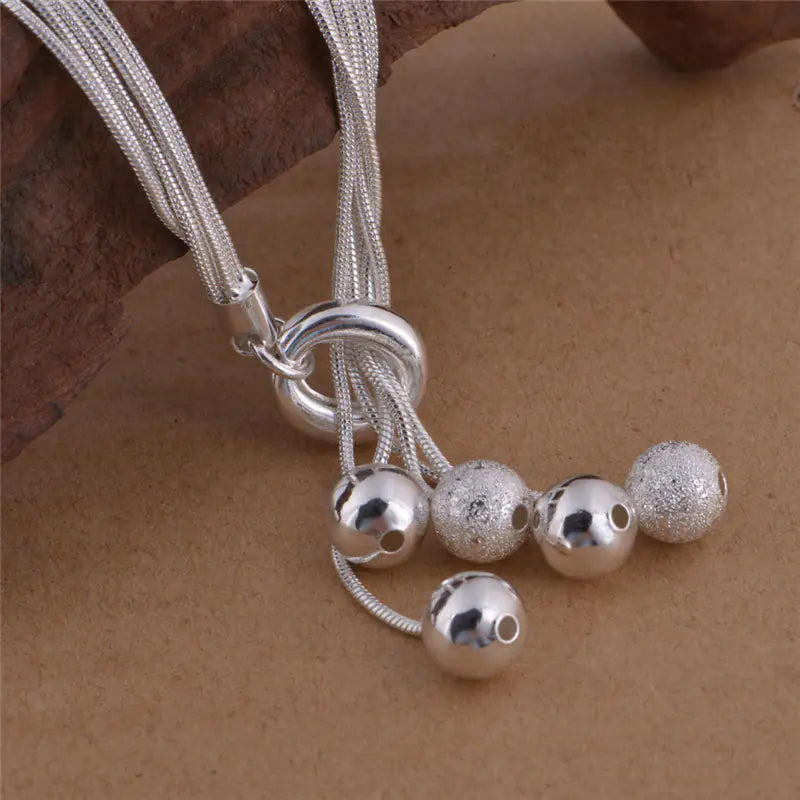 925 Silver-Plated Jewelry Set with Bracelet, Necklace, Earrings