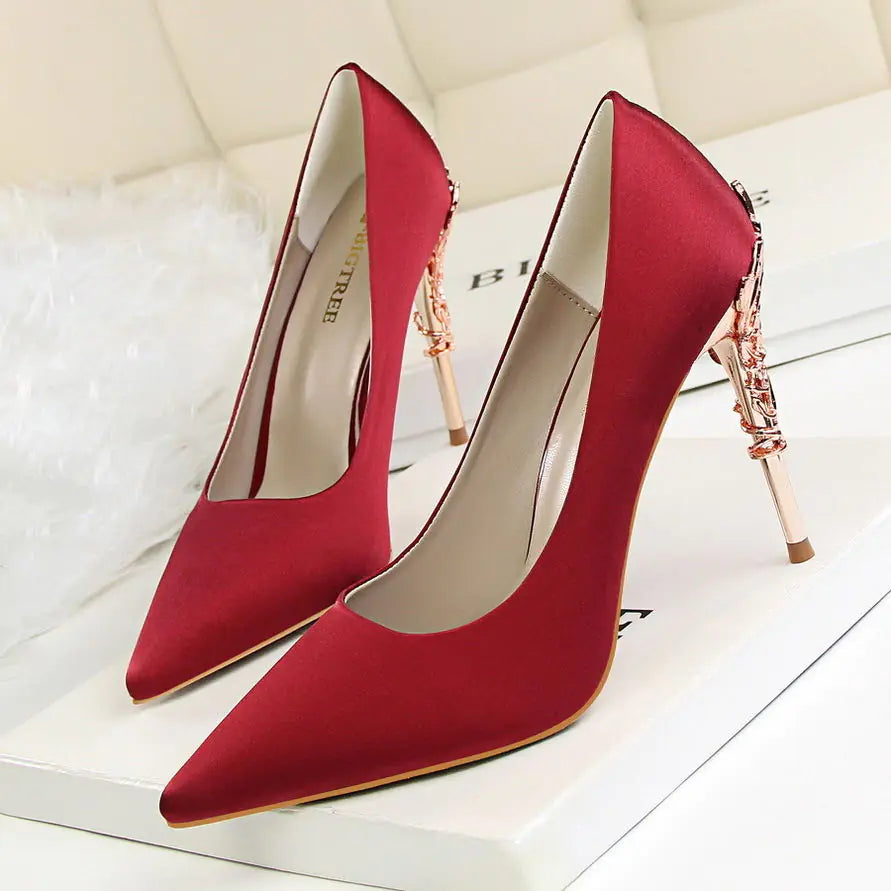 Luxury Silk High Heels for Women Fashion Footwear