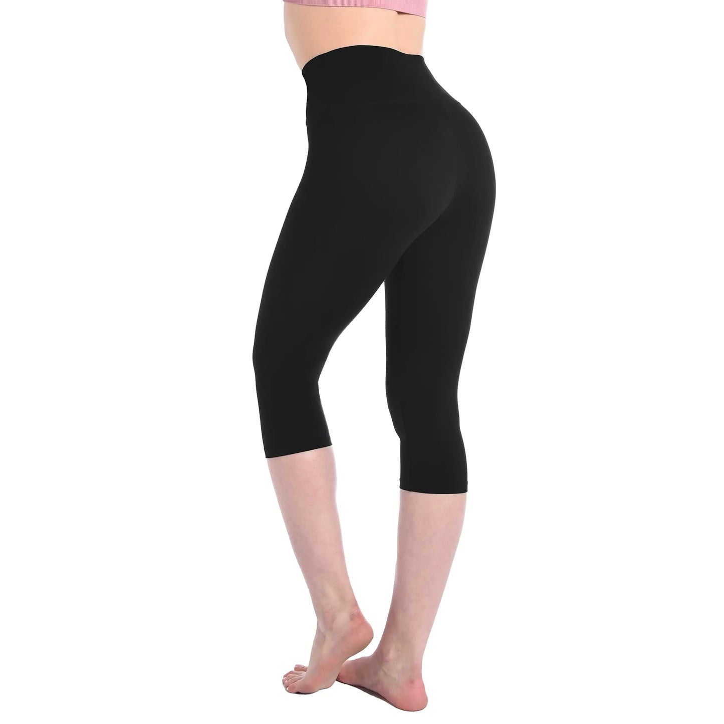 Capri Leggings for Women. High Waisted Yoga Pants for Workout Running Black