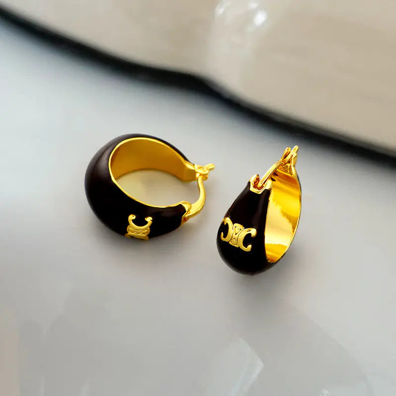 French Vintage Enamel Spiral Earrings for Women