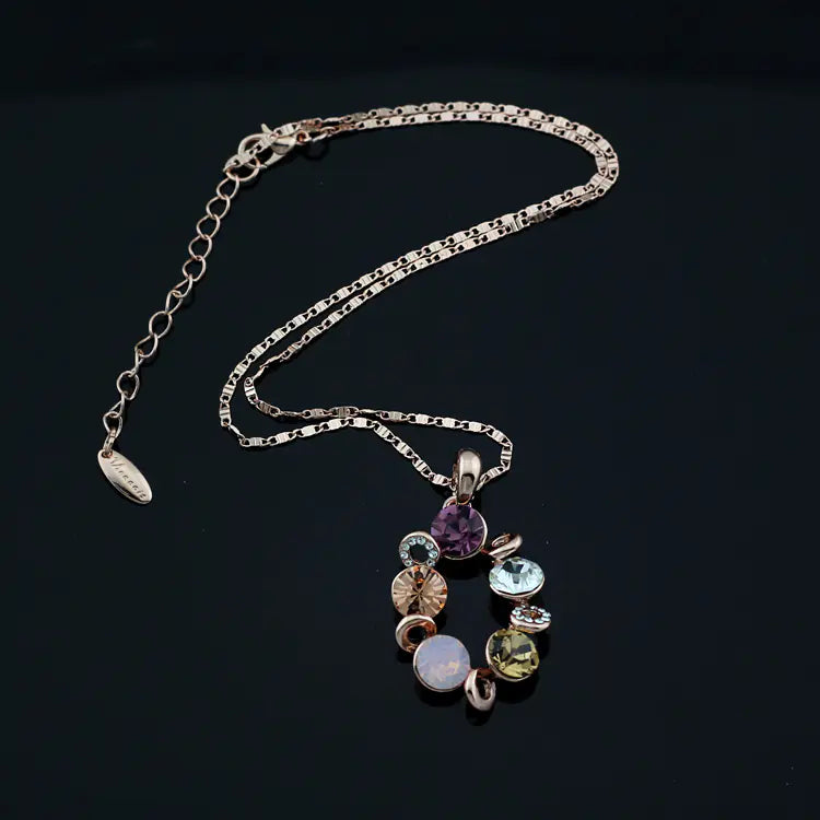 Colorful Crystal Necklace and Earrings Set for Brides