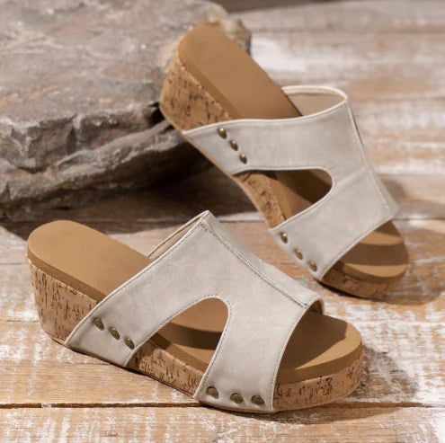 Stylish Open-Toe Wedge Heels for Women (Single Piece)