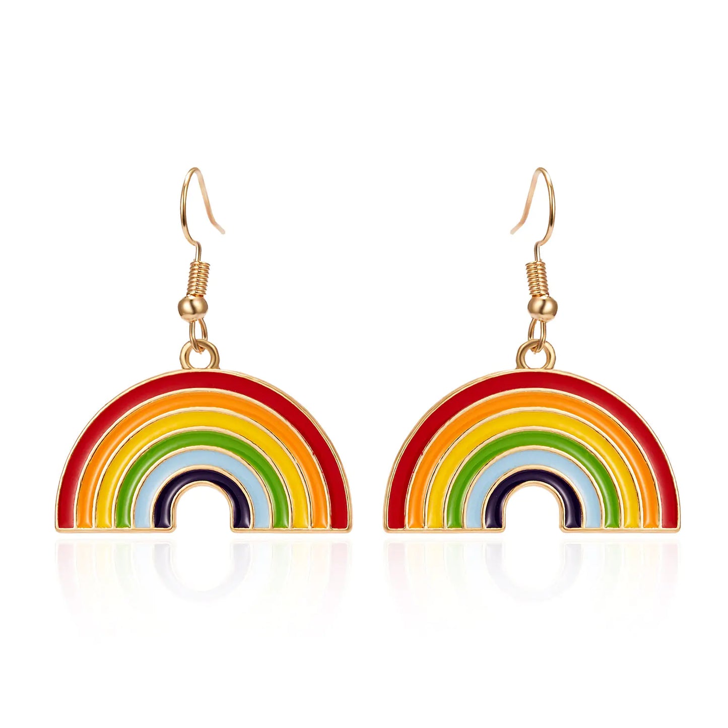 Rainbow Painting Oil Brooch Pendant Necklace & Earrings