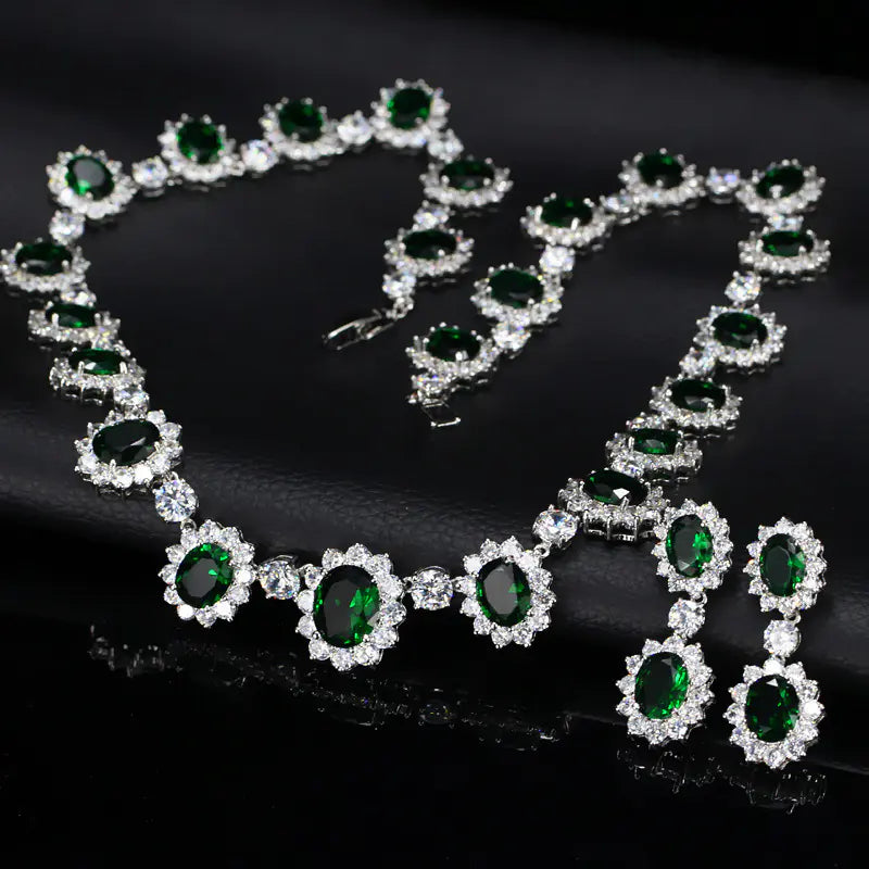 Luxury Jewelry Set with AAA Zirconia Earrings and Necklace
