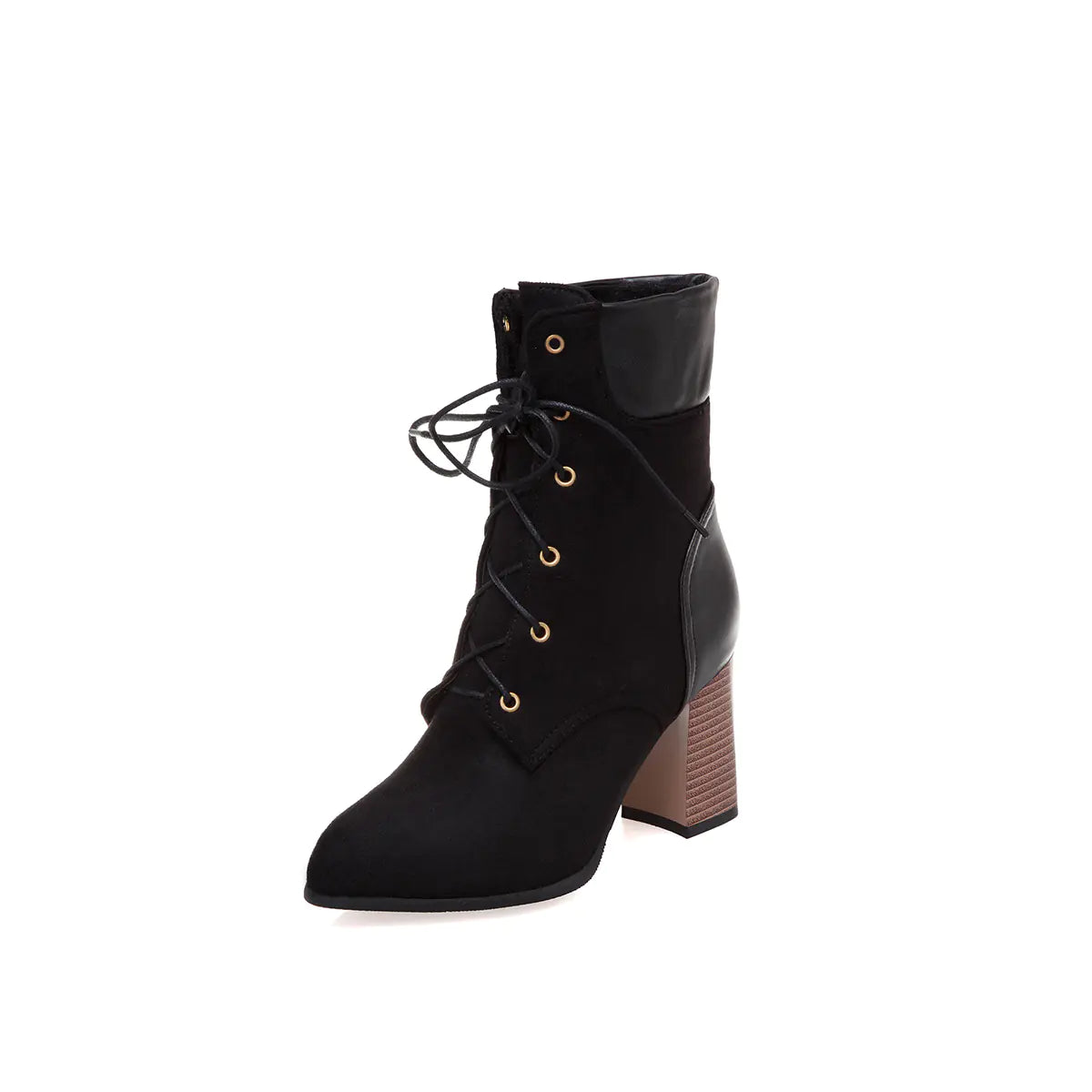 Chunky Heel Lace-Up Ankle Boots Size 33-50 for Women