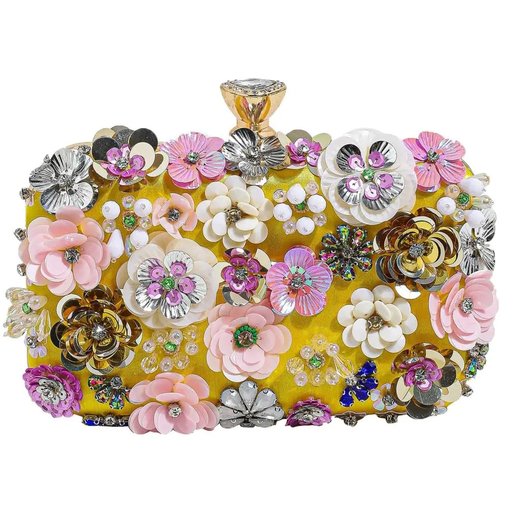 Fancy Floral Clutches. Evening Bag Purses for Women. Beaded Handbag for Wedding Guest