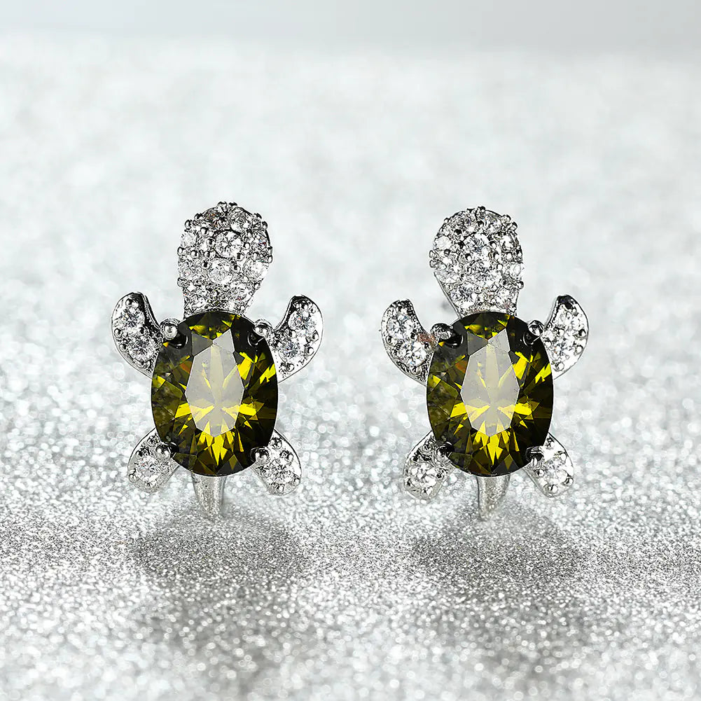 Creative Turtle Zircon Earrings for Women (Animal Design)