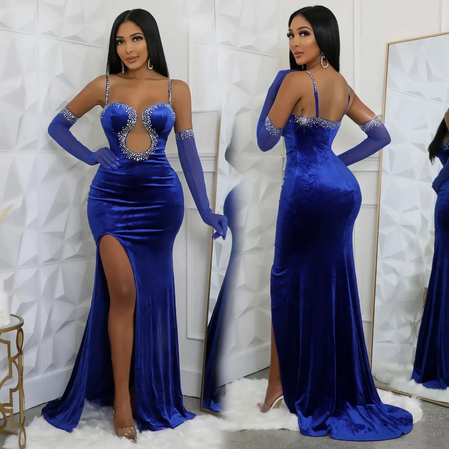 Autumn Sexy Diamond Evening Dress for Women