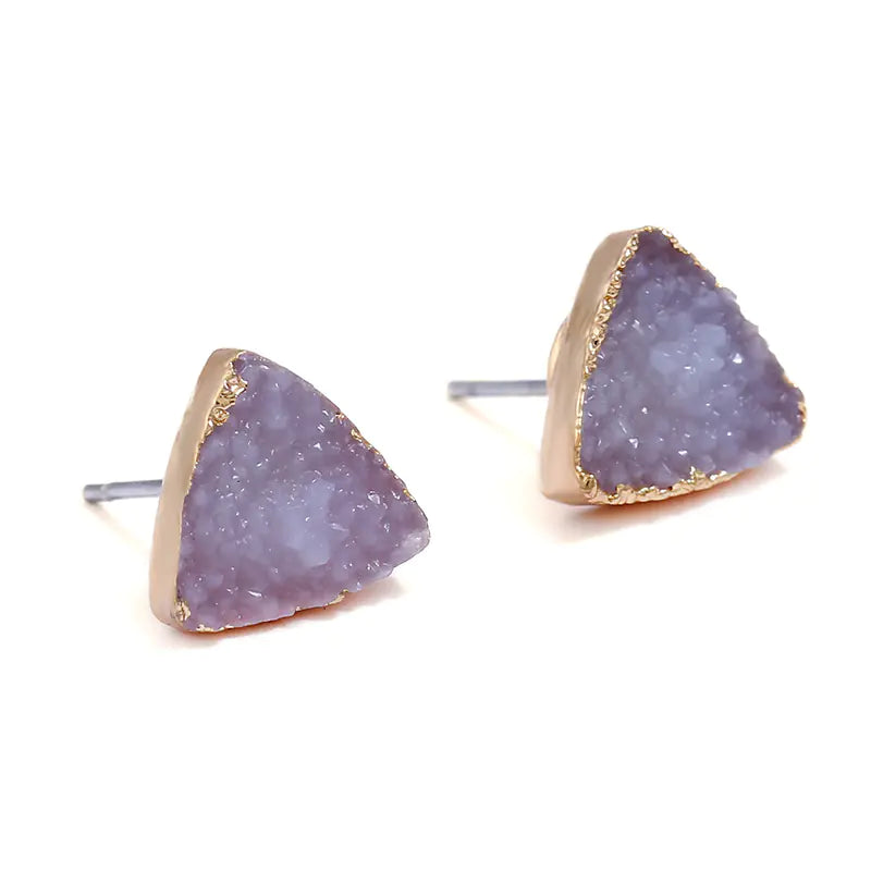 Geometric Natural Stone Triangle Earrings for Women