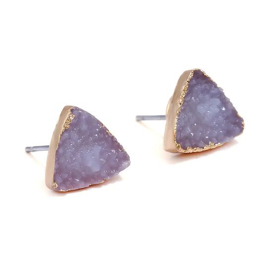 Geometric Natural Stone Triangle Earrings for Women