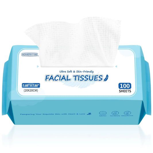 Baby Dry Wipes. Homerhyme Unscented Soft Baby Lint Free Disposable Face Wash Cloth Tissues/Towels. Bulk Travel Wipes for Sensitive Baby Care