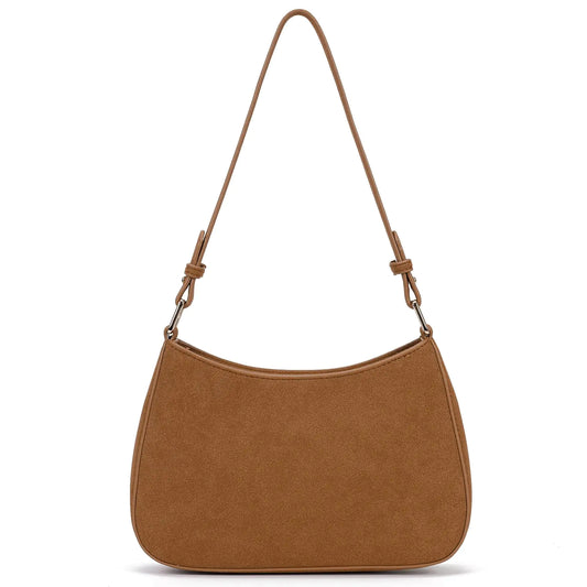 Suede Handbag Purse for women. Crossbody Fall Shoulder Bag, Retro Brown Suede Satchel Bag