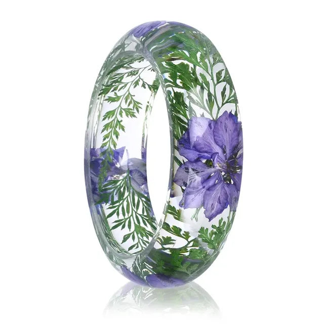 Dried Flower Resin Bracelet Bangle Jewelry for Women