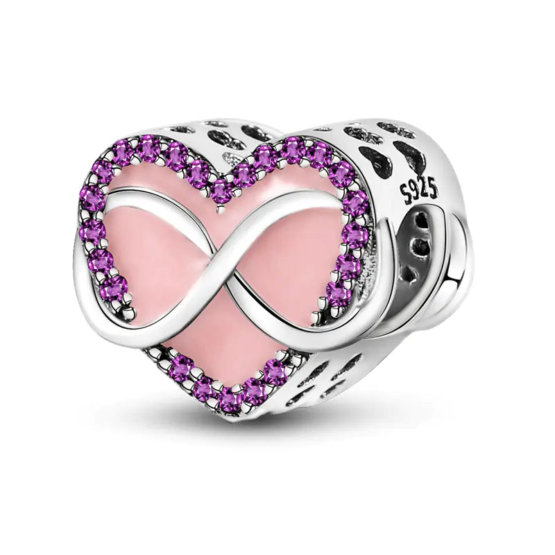 S925 Silver Plated Heart Bead Charm Bracelet Necklace