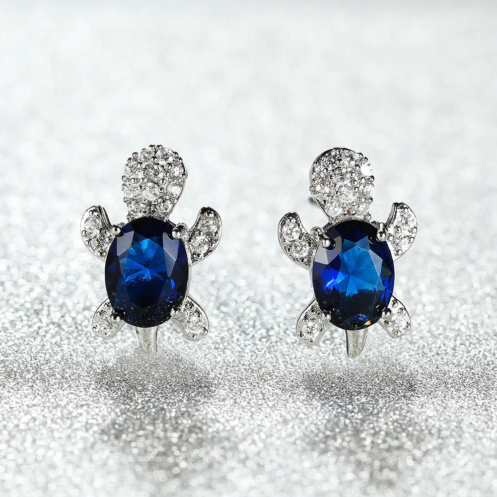Creative Turtle Zircon Earrings for Women (Animal Design)