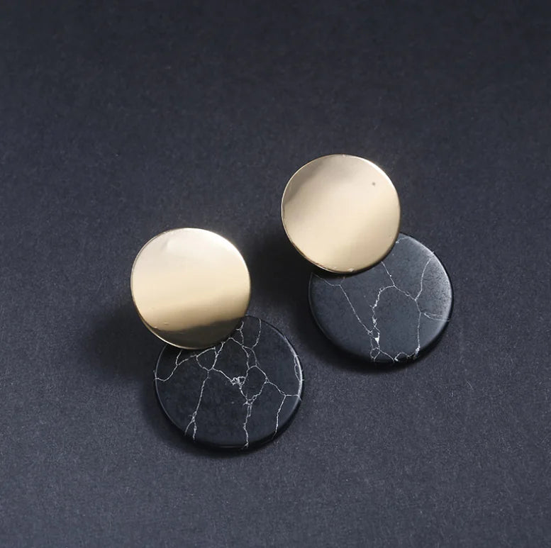 Vintage Marble Stud Earrings for Women