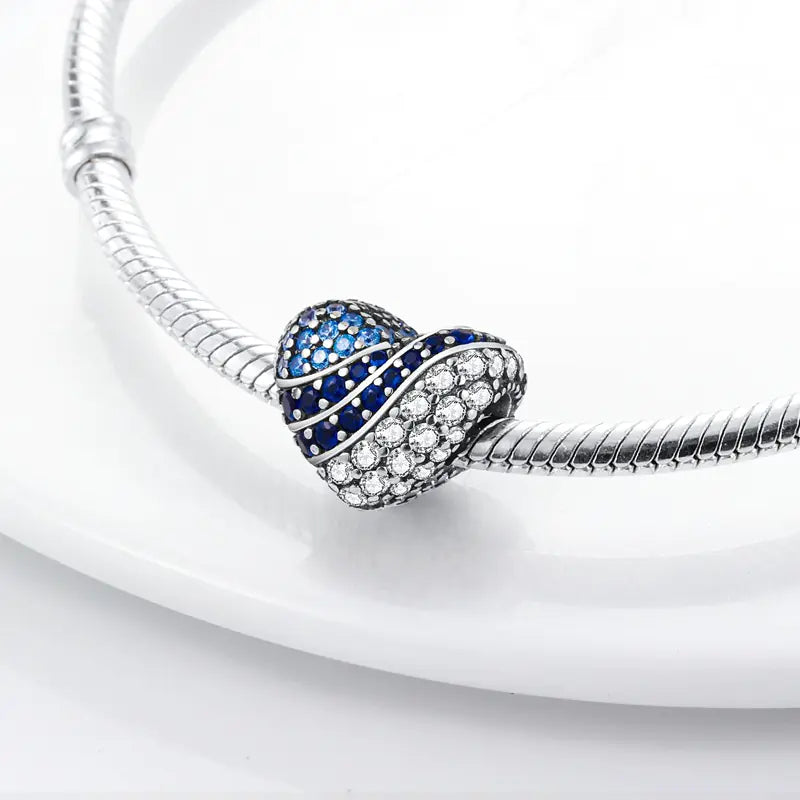 S925 Silver Plated Heart Bead Charm Bracelet Necklace
