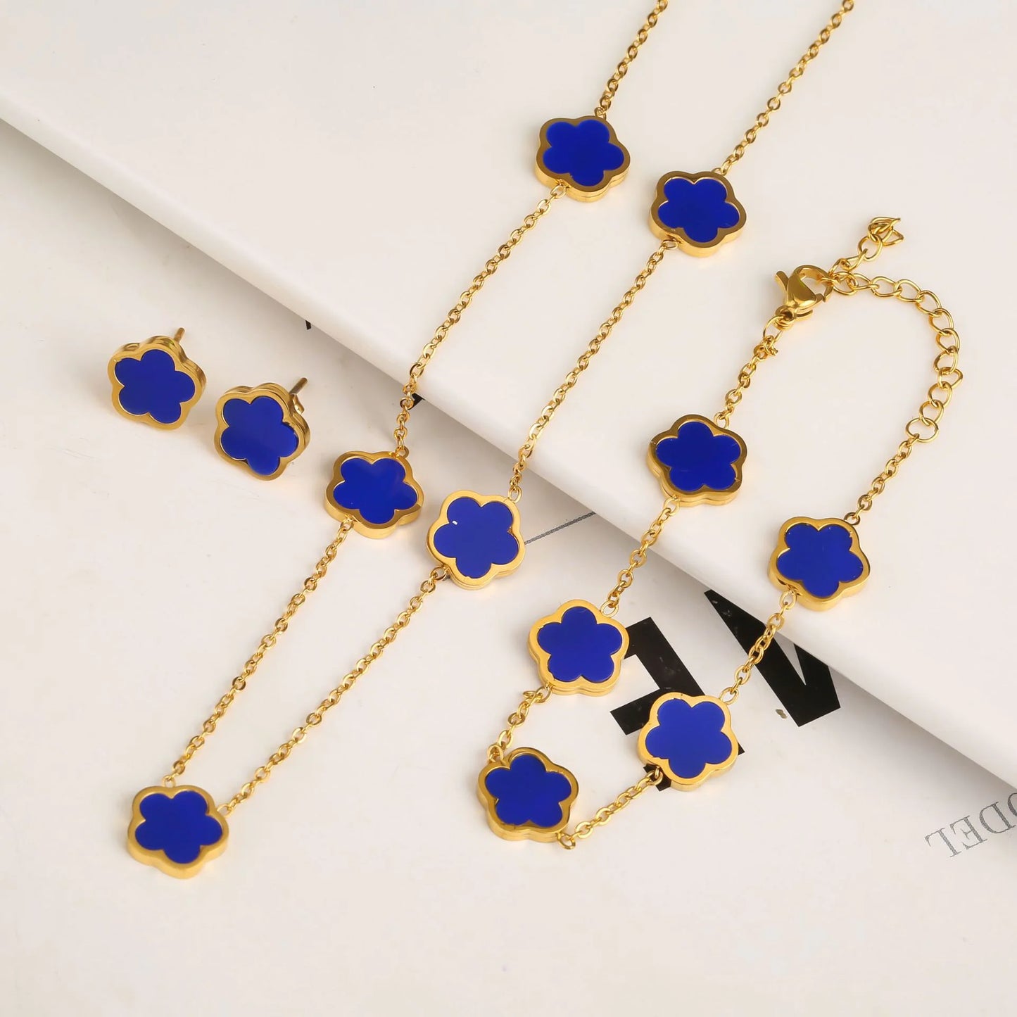 Stainless Steel Five-Petal Jewelry Set