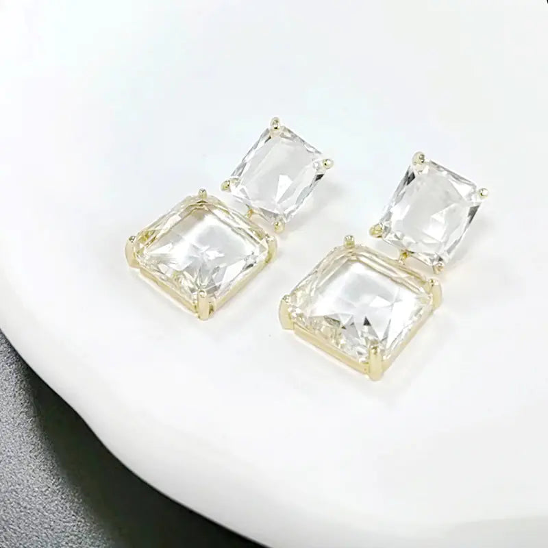Korean Style Geometric Crystal Earrings for Women