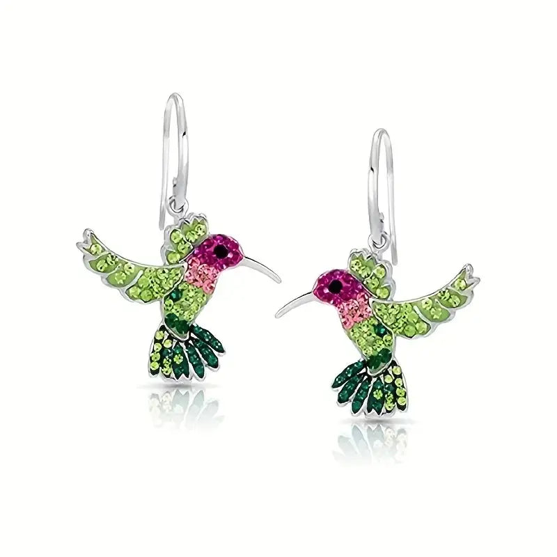 Colorful Hummingbird Crystal Earrings for Women