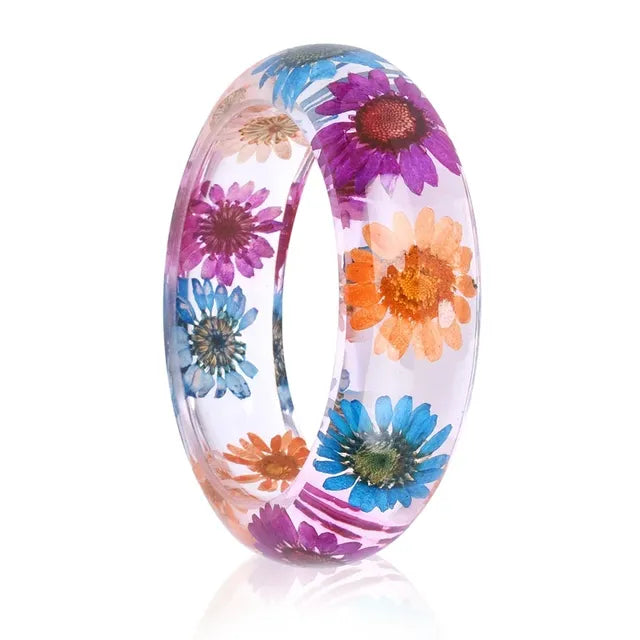 Dried Flower Resin Bracelet Bangle Jewelry for Women