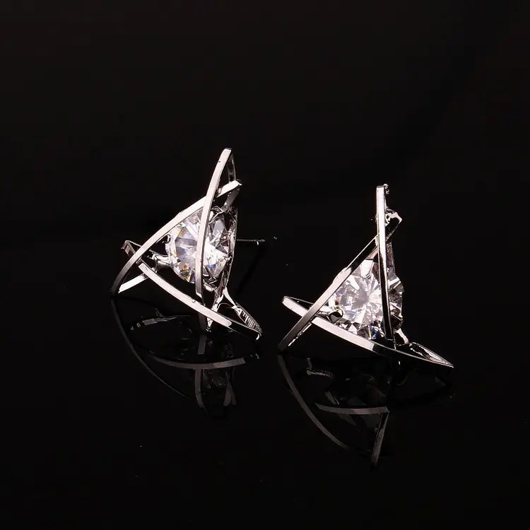 Geometric Zircon Stud Earrings for Women