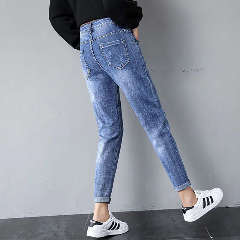 High Waist Denim Harem Pants for Women - P295