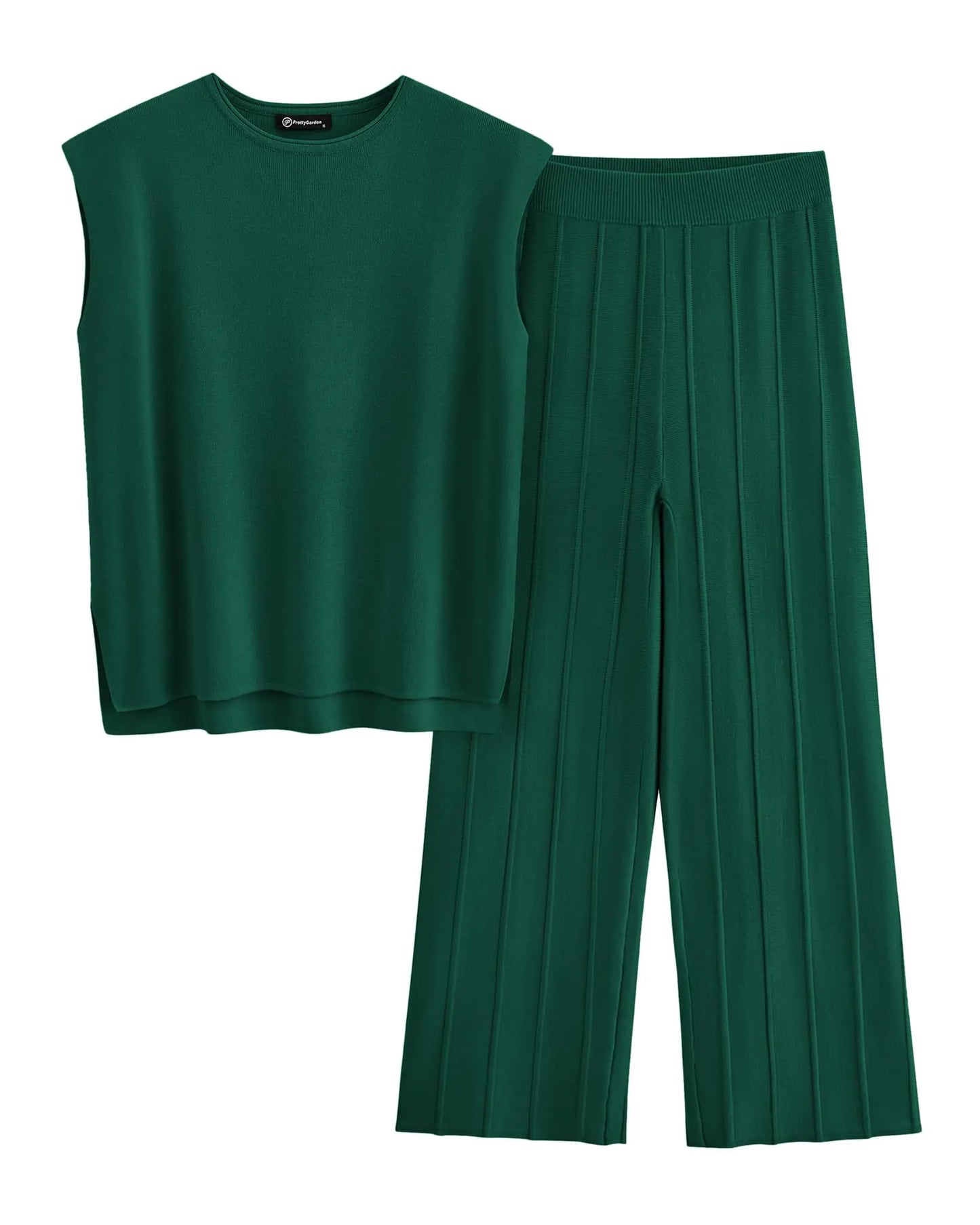 Womens 2 Piece Knit Loungewear. High Low Pullover Tops and Wide Leg Pants, Casual Sweater Sets Tracksuits for women