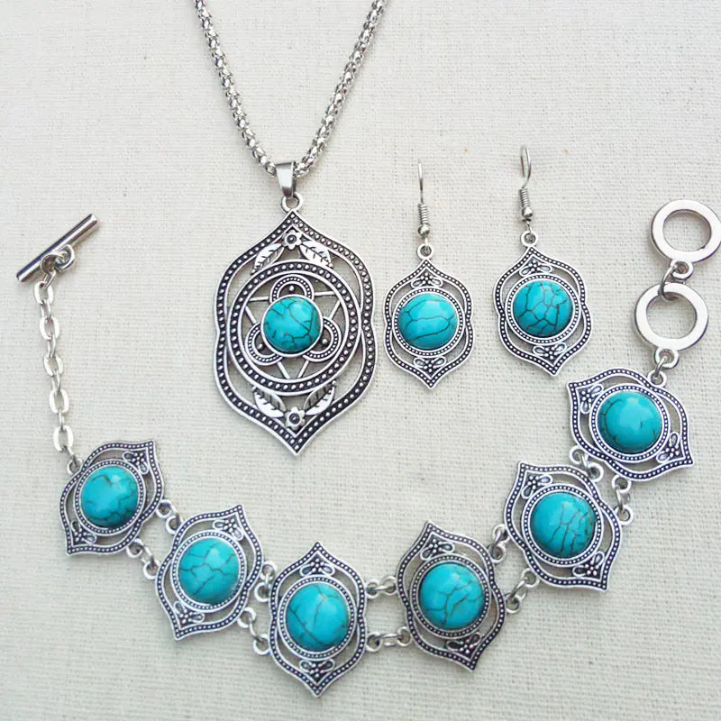 Turquoise Jewelry Set - Earrings and Necklace