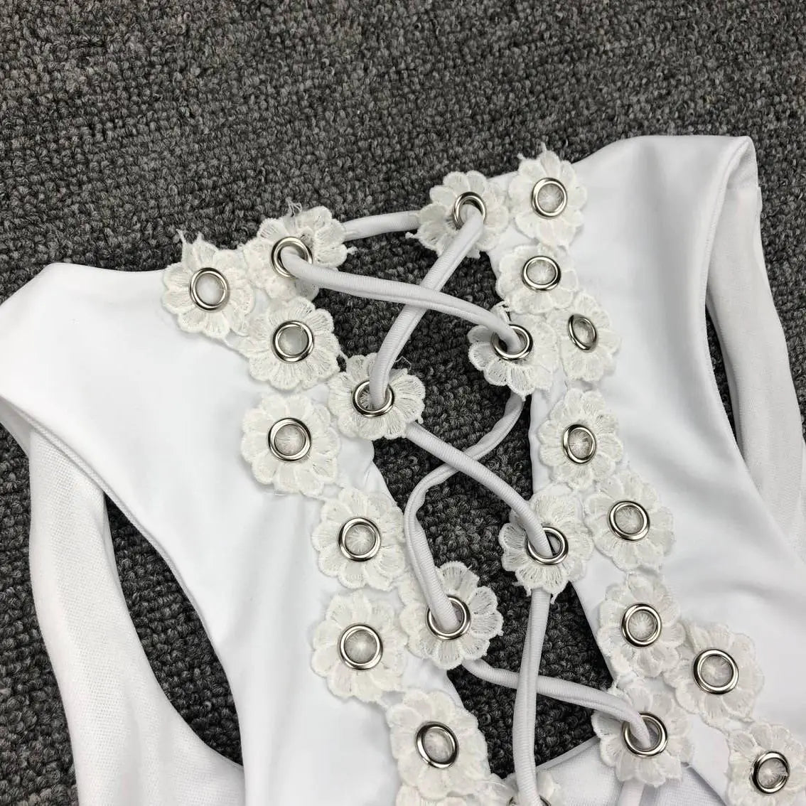 Backless Floral Embellished One-Piece Swimsuit for Women