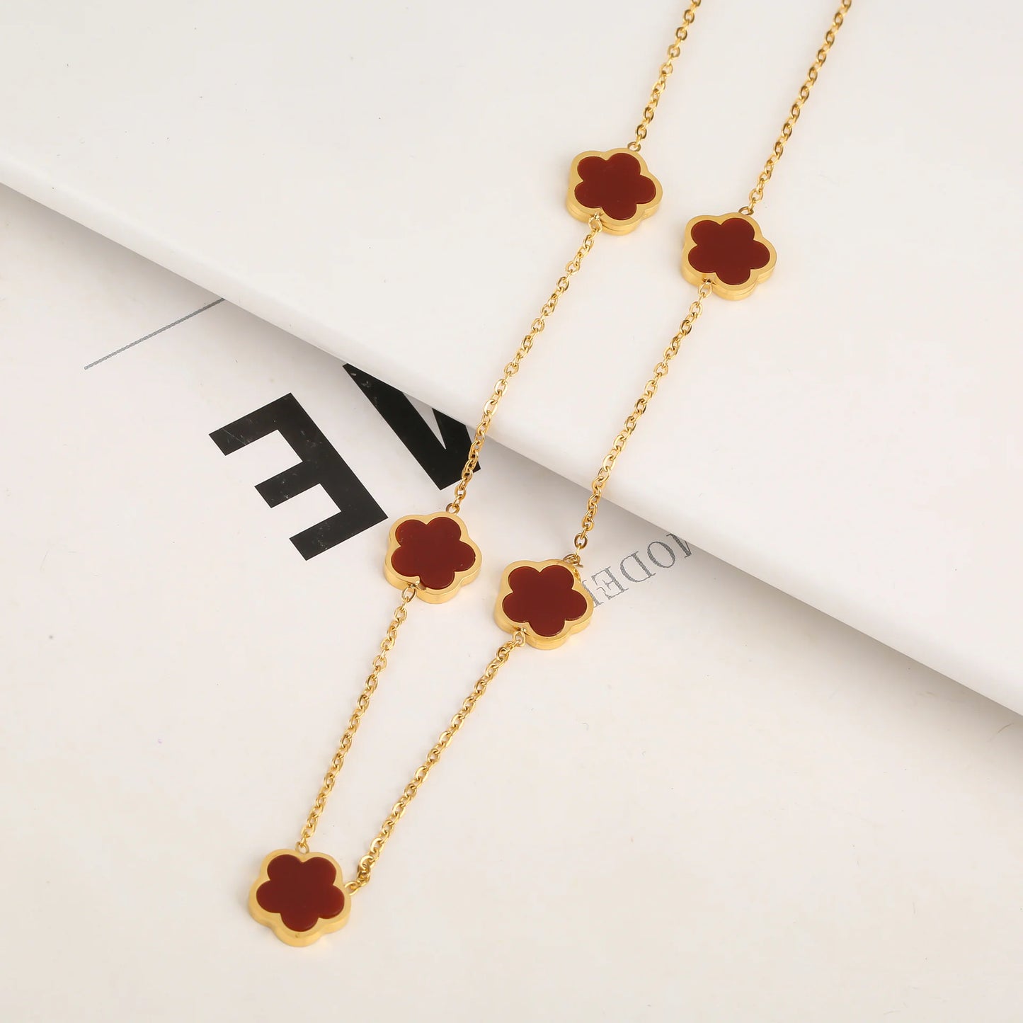 Stainless Steel Five-Petal Jewelry Set
