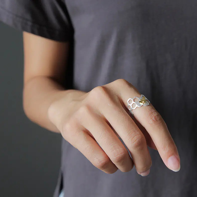 Beehive Ring, Women's Jewelry, Honeycomb Design