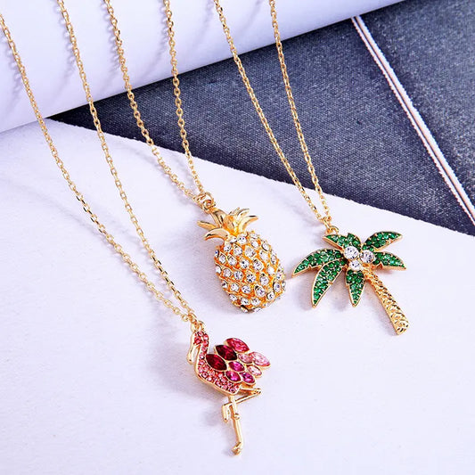 Alloy Inlay Diamond Hollow Necklaces for Women
