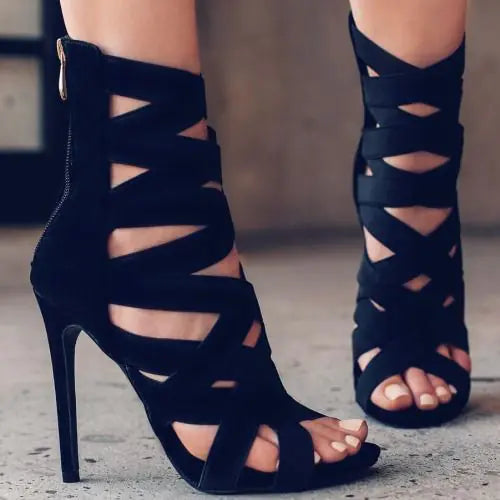 Stylish Hollow High Heels Party Sandals for Events