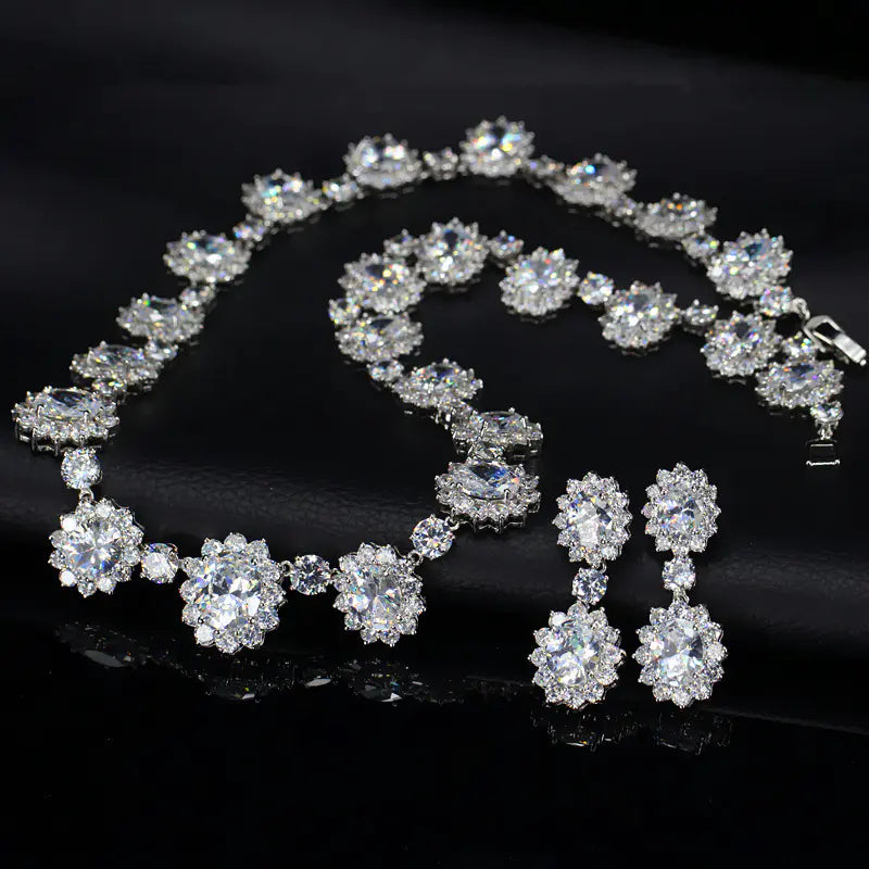 Luxury Jewelry Set with AAA Zirconia Earrings and Necklace