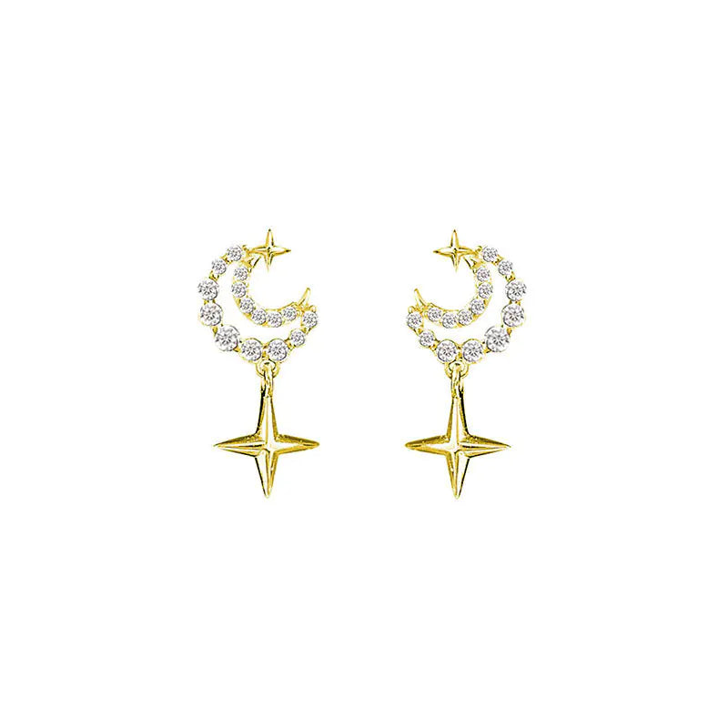 S925 Silver Moon and Meteor Earrings for Women