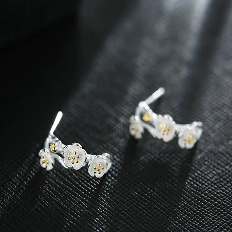 925 Silver Floral Stud Earrings for Women