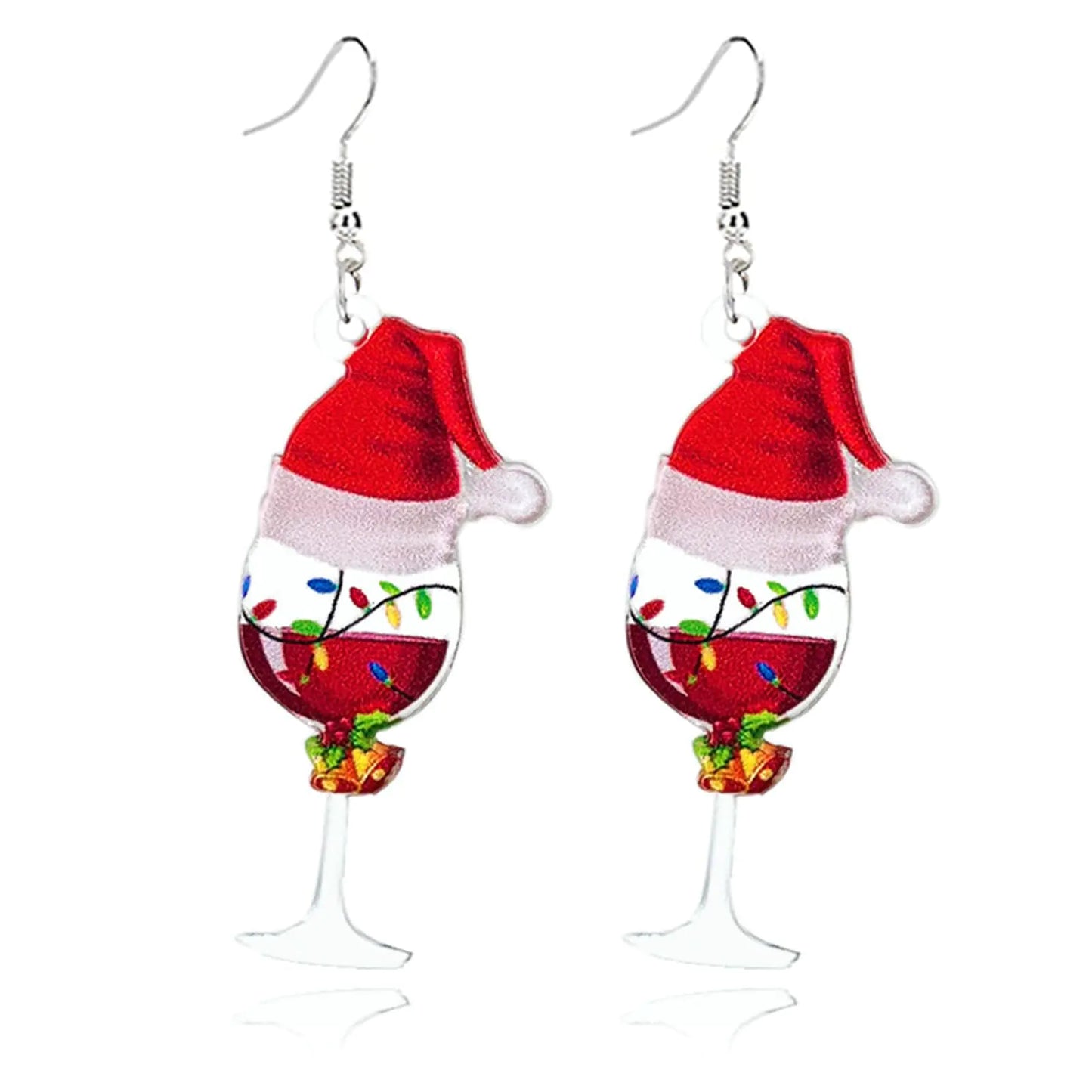 Cut Acrylic Christmas Earrings. Christmas Red Wine Earrings, Funny Jewelry